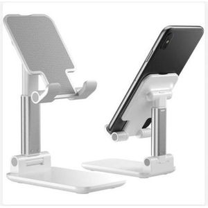 Cell Phone Stand for Desk, Foldable Portable Desktop Phone Holder, Height & Multi-Angle Adjustable Tablet Cradle Mount, Anti-Slip Base Sturdy Stand Compatible with iPhone, iPad, All Smartphones (White)
