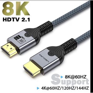 HDMI Cable - 8K 60Hz 18Gbps High-Speed 2.0 Braided HDTV Cable - 8K 60Hz HDR Video, 1080P HDCP Compatible With Ethernet Monitor, PS4 & PS3 HDTV 8K Fire/Netflix, Video Transfer