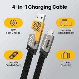 Fast 4-in-1 Braided Charging Cable 120w– USB-C, Lightning & Micro USB Connectors