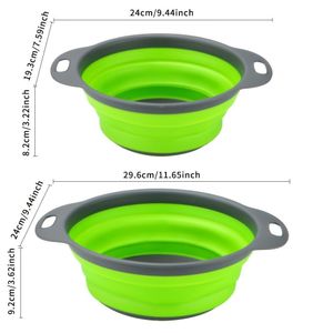 2-Piece Round Kitchen Drain Basket Set with Foldable Funnels - 1 Large, 1 Small, Perfect for Draining Pasta, Vegetables and Fruits