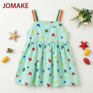 JOMAKE 6M-4-year-old girl's printed dress, halter dress，green