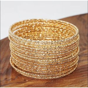 Girl Charm 20pc of Gold-Tone Stackable Bangle Bracelet Set for Women – Multi-Layer Fashion Jewelry