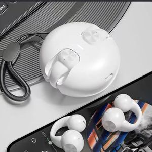 OIPETLUCK Open Ear Clip Wireless Earphones, Open Ear Earphones, Lightweight Comfort, Stable Compatibility, Bluetooth 5.3 Earphone with Microphone, Waterproof Bone Conductive Earphones for Fitness Sports Running (White)