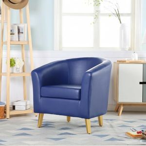 Single Seater Fabric/ Leather Sofa Armchair – Dark Blue/ Navy Bucket Tub Chair