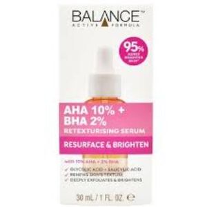 Balance Active Formula AHA 10% + BHA 2% Resurface and Brighten Serum, 30ml.
