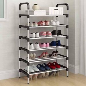 Stainless Shoe Rack + Steel BIG Pipes (6 Layers)