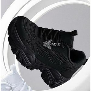 Casual sneakers black unisex lace up