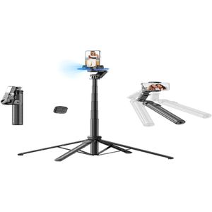 C16 Auto Face Tracking Stabilizer Selfie Stick Tripod with Built-in Camera for Smartphones, also with LED Light - 360 Rotation That Follows Your Movement -160cm Phone Camera Tripod Stand with Remote for Vlogging, Live Streaming, Video Recording