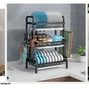 3 Tier Plate Rack Dish Drainer Rack Holder
