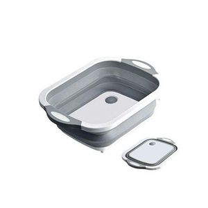 2 In 1 Foldable Chopping Board With Drainage Basket Dish Tub