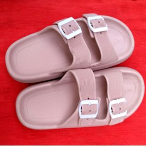 Ladies Double Buckles Casual Outing Palms Slippers