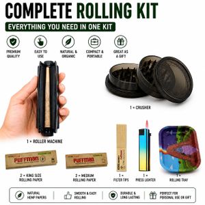 smoking Roller + Crusher +4 Booklet Of Rolling Papers + Tips