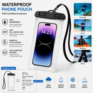 Electro New Universal IPX8 Waterproof Phone Pouch Case Clear Composite Material, Free Lanyard, Sensitive Touch Screen, Underwater Dry Bag for Swimming, Beach, Kayaking & Fits Smartphones Up to 7.2 Inches