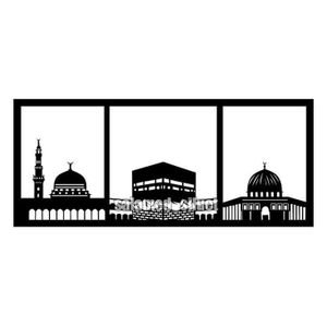 Art Canvas Islamic Landmarks Silhouette Triptych Frame