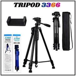Tripod Stand 3366 ( 6ft tall  ) - Black Aluminum Tripod, Portable Stand, Suitable For Live Streaming and Video Recording. Compatible with Mobile Phones, Cameras, Mini Ring Lights.