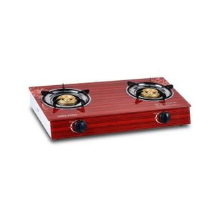 Super Vision Tempered Glass Double Burner Gas Stove – Red Floral Edition