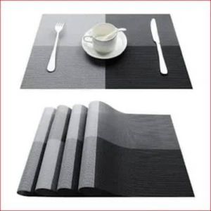 Modern Woven Dining Table Mat - Set Of 6 - Black