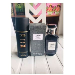 MOUSUF Aswad EDP Perfume Natural Spray 50ml And Aswad Body Spray 200ml