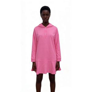 Barbie pink waist-cinching long-sleeve dress