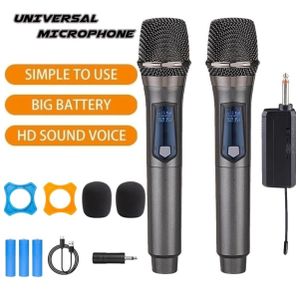 Shure 2pcs Wireless Microphone System with Receiver, Handheld Dynamic Mic Set, Long Range, Compatible with Speakers for Karaoke, Party, Church, Wedding, Party, Outdoor Events. 2pcs ( Shure302 Mic )