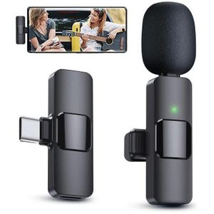 Wireless Lavalier Microphone for TikTok Vlog YouTube, Facebook Live-black