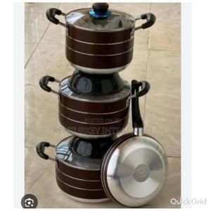 Non stic pot set 4 pcs  brown__ 3 pots 20,22,24cm & 1 fry pan 24cm 