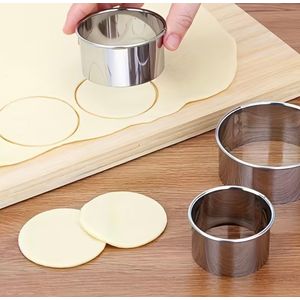 Clo 3pcs Set, Stainless Steel Round Mold And Manual Pressing Tool Set, Cookie Cutter, Dumpling Maker, Baking Additions
