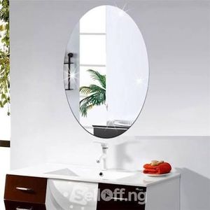 Quality 3d oval shape shape self adhesive wall mirror (non glass) non breakable sheet 