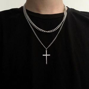 Cross Double Layered Necklaces For Men