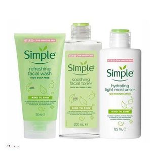 Simple Refreshing Facial Wash + Soothing Toner +Light Moisturizer