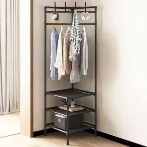 Corner Garment Rack with Shelves - Metal Clothes Hanger Stand