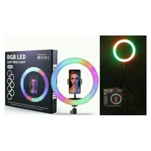 Rgb 14" Ring Light With Tripod Stand And Camera Holder