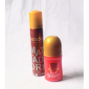Perfume Gift Set Combo of 2 in 1 of Matador Body Spray 100ml and Passport Roll On 50ml (Unisex Comfort), NAFDAC Number: Spray: 02-9445, Roll On: 02-8926