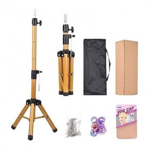 Glod Wig Stand Tripod For Cosmetology Hairdressing Training, Mannequin Head Tripod