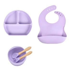 Suction Baby Section Plate, Bowl, Bib, Spoon, ForkSET