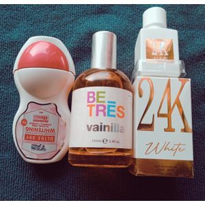 White Tag roll on 50ml+Betres vanilla 100ml+ White24k 30ml= 3 items 