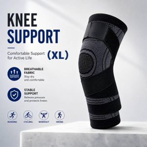 Knit Sports Knee Support Strap - Compression Knee Brace for Men & Women, Shock-Absorbing Pressurized Knee Strap for Basketball XL