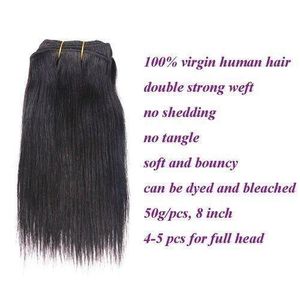 Straight Hair 4Bundle 50g/pc Short  Hair Straight Unprocessed  Hair Extensions Natural Color 
