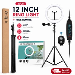 12" Live Ring Light LED Ringlight With Tripod Stand And Phone Holder.