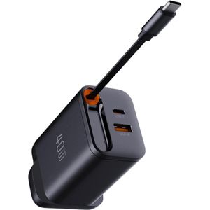 Vaib 40W GAN Charger with Retractable Cable