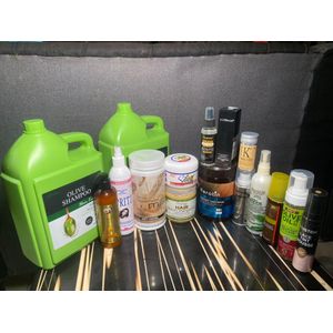 Ors 16 in 1 wig revamping combo- Olive Shampoo, Olive Conditioner, Spritz, Keratin Treatment, Olive Oil Mousse, Silicon Mix, Hair Mayonnaise, Argan Mask, Serum, Wax stick, Lace Tint, Melting spray, Butterfly shadow, Curl Keeper, Hawaiian Silky, Keratin mask.