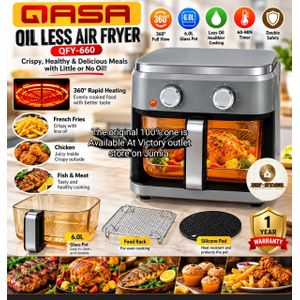 Qasa  QFY-660 6L Oil-Less Air Fryer – Smart Healthy Cooking Made Easy
