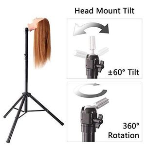 Adjustable Wig Head Stand Tripod Holder Mannequin