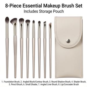 BEAUT4 Professional Makeup Brush Set with Storage Bag - Cosmetic Beauty Tools Kit-8 Piece Set