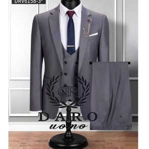 Men Executive Corporate 3 Piece Suit Grey 