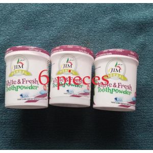 6 PCS:Jim herbal white and fresh toothpowder 65g