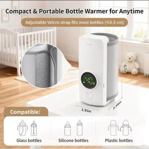 Portable Bottle Warmer, Suitable for Travel, Quick Heating, Precise Temperature Control, Rechargeable 6000Mah, Milk Warming Heater, with LED Display, Can Evenly Heat Breast Milk When Out Without Adding Water