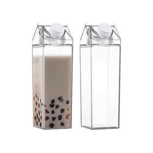 2 Pcs Transparent Plastic Milk Juice Water Bottle