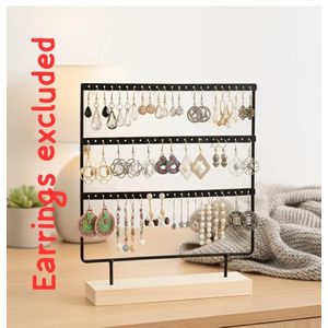 Metal Three-tier 57Holes Earrings, Studs, Dangle Earrings Display Stand, Organizer, Table-top Display 
