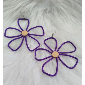 Fashion Earrings Abstract Flower Hoop Earrings – Handmade Lightweight Statement Jewelry